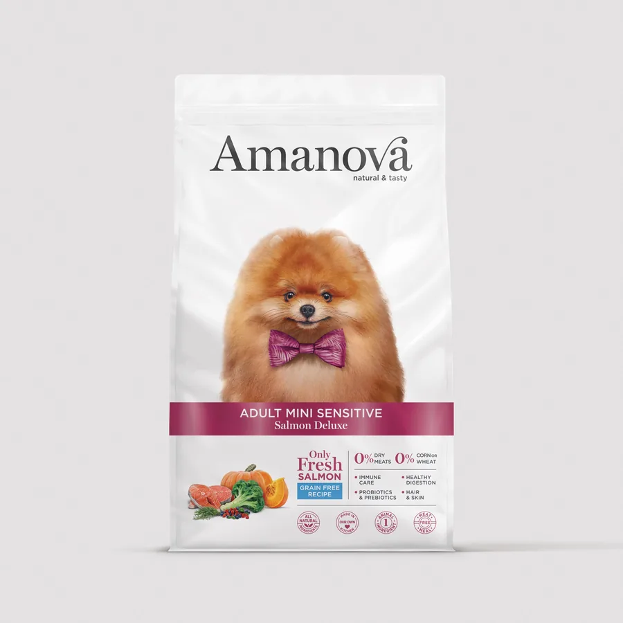 Imagen de Amanova Pienso ADULT Sensitive MINI SALMÓN Y CALABAZA para Perros Adultos 2kg