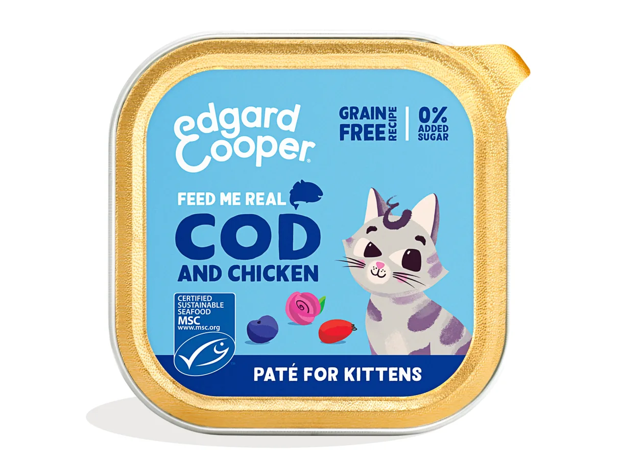 Imagen de Edgard & Cooper Tarrina Paté Bacalao y Pollo para Gatos y Gatitos 85g