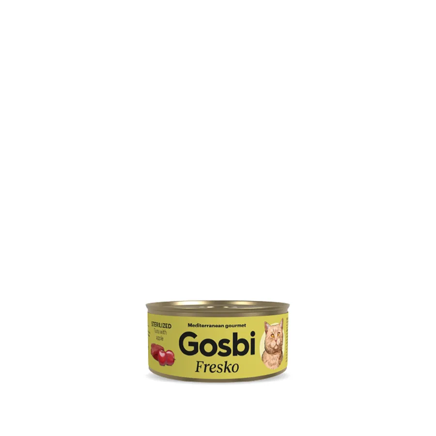 Imagen de Gosbi Fresko Lata ATÚN/MANZANA – Alimento Húmedo – 70 g para Gatos Esterilizados