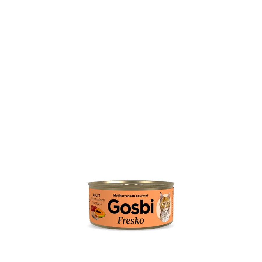Imagen de Gosbi Fresko Lata ATUN/SALMON Y PAPAYA – Alimento Húmedo – 70 g para Gatos