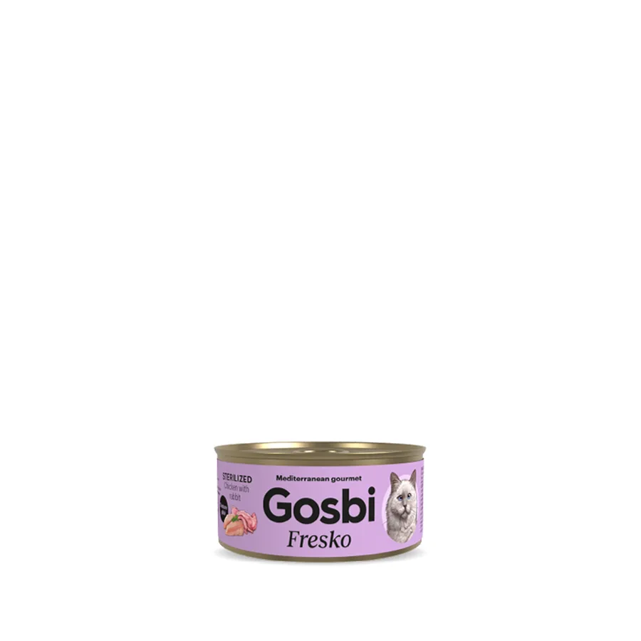 Imagen de Gosbi Fresko Lata POLLO/CONEJO – Alimento Húmedo – 70 g para Gatos Esterilizados