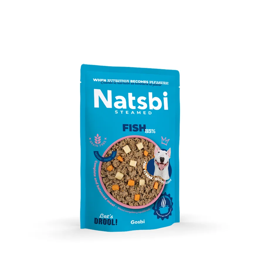 Imagen de Natsbi STEMEAD FISH (Pescado) al VAPOR – Alimento Húmedo – para Perros 200g