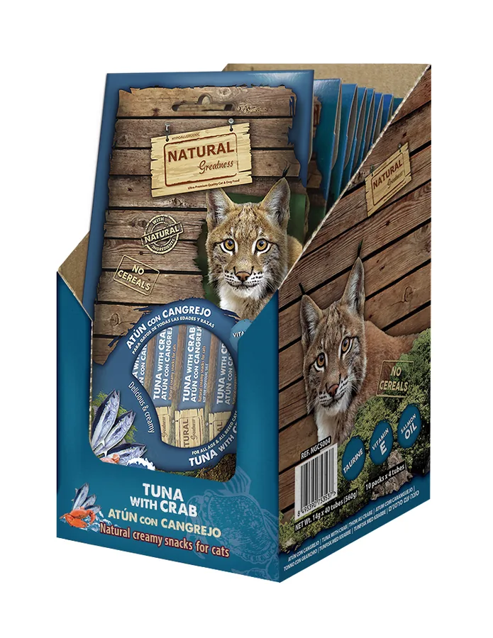 Imagen de Natural Greatness Snack Crema Atún y Cangrejo para Gatos 56g