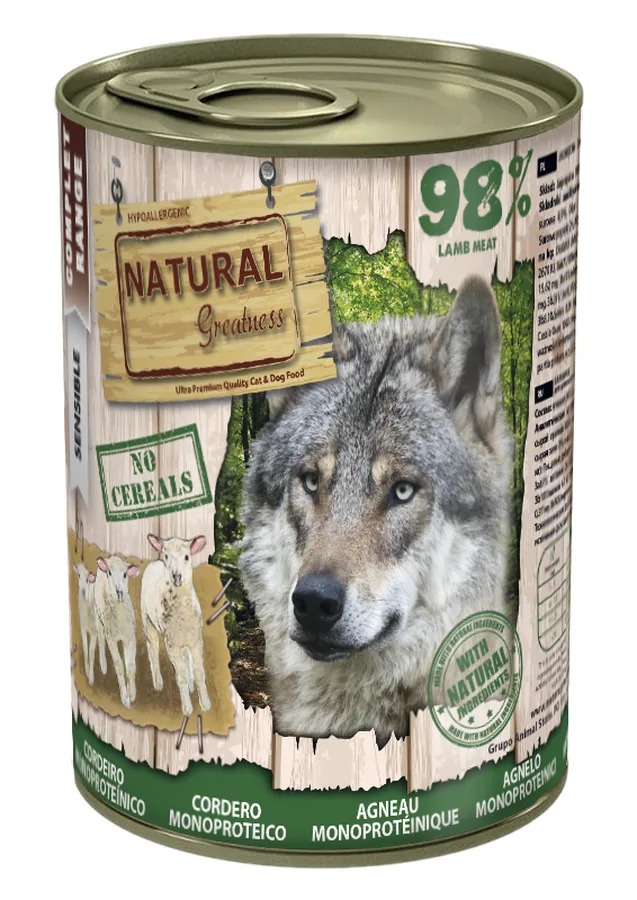 Imagen de Natural Greatness Comida Húmeda Monoproteica Cordero para Perros 400g