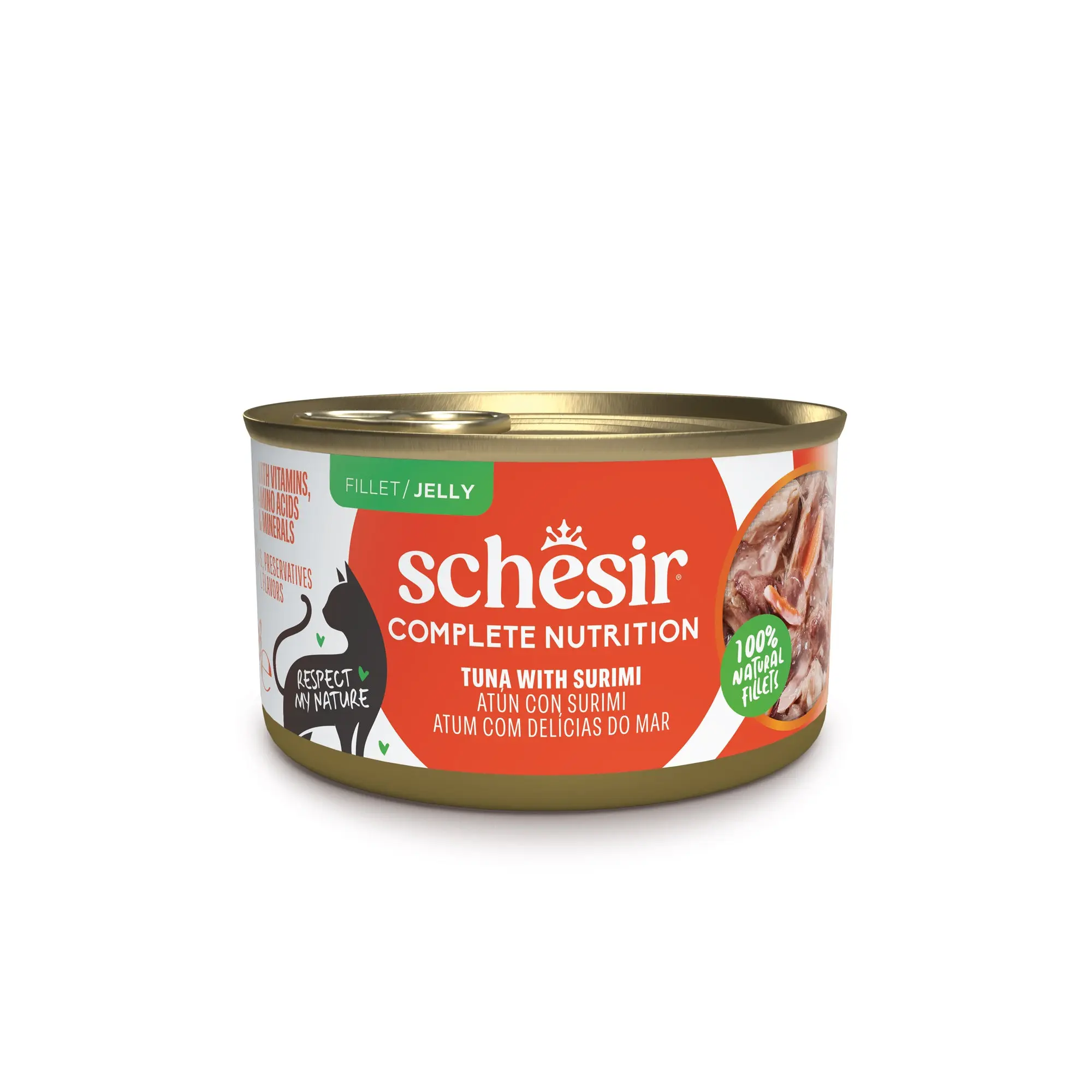 Imagen de Schesir Lata Atún con Surimi en Gelatina para Gatos 85g